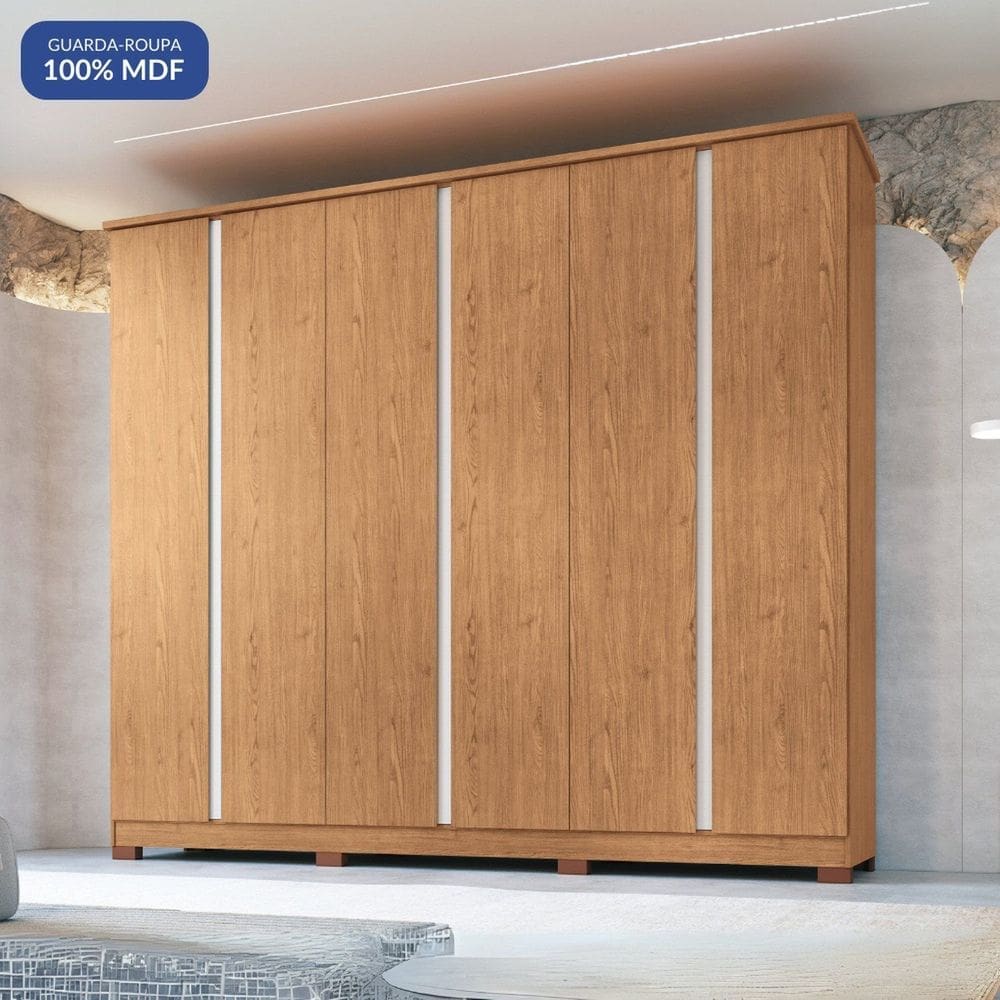 Guarda Roupa 6 Portas 4 Gavetas Zeus Cedro