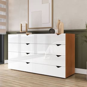 Cômoda 8 Gavetas 83,5x150,1x46 Cm Porto Freijó/Branco