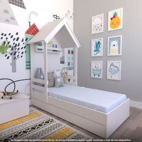 Cama Infantil Lara com Gavetas 157cm X 153cm Branco