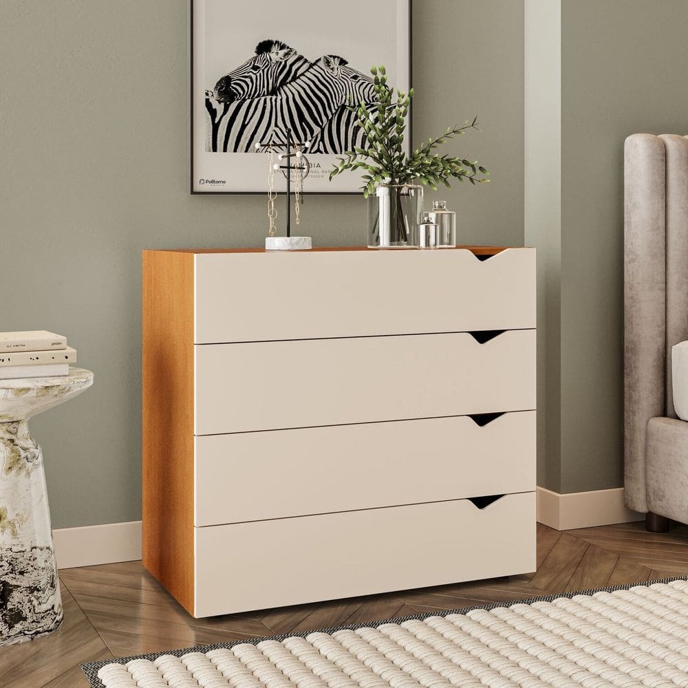 Cômoda 4 Gavetas 83,8cm X 90cm Porto Freijo/Creme