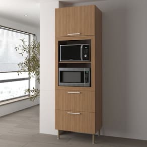 Torre Quente 80cm para Forno e Micro-ondas com 1 Porta Basculante e 2 Gavetas Freijó
