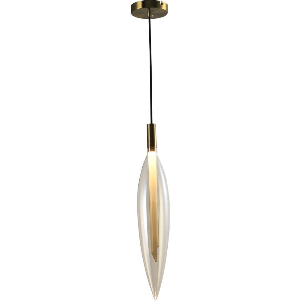 Pendente Pencil Dourado E Vidro Transparente Ø10,3X54cm