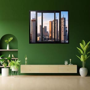 Janela Vitro 2 Folhas Móveis de Correr Alumínio 120x150 cm Linha 25 Preto