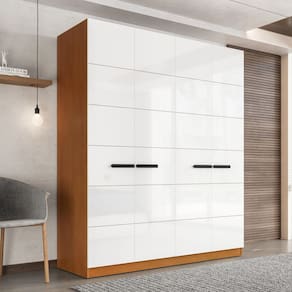 Guarda Roupa 4 Portas 4 Gavetas Lisboa Branco/Cinza