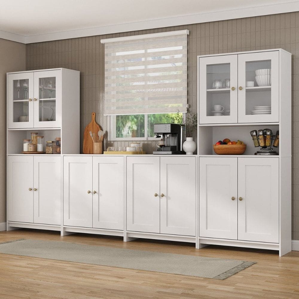 Armários Americanos para Cozinha Conjunto 4 Peças Branco Gelo