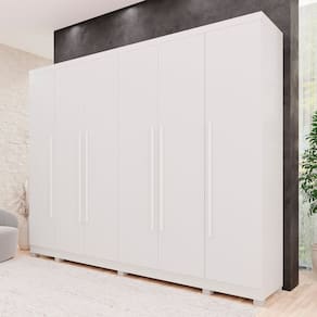 Guarda-roupas 6 Portas 6 Gavetas com Pés Angra Branco