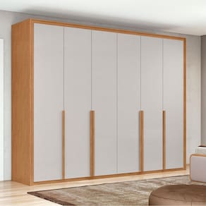 Guarda Roupa Casal Ambiente Imperatore 3 Portas Amêndoa Clean Off White - Lopas