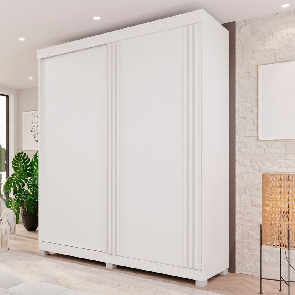 Guarda-roupas 2 Portas 3 Gavetas com Pés Blumenau Branco