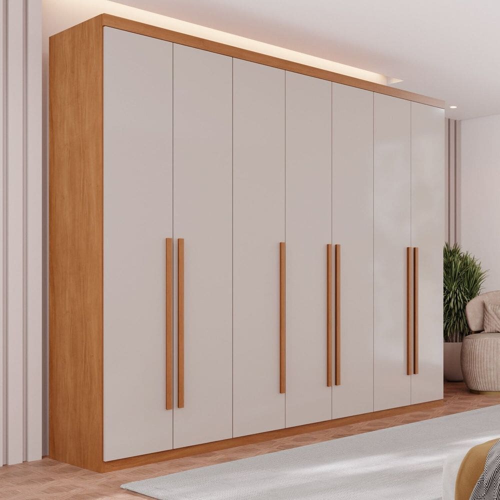 Guarda-roupas 7 Portas 6 Gavetas Flórida Cinamomo / Off White