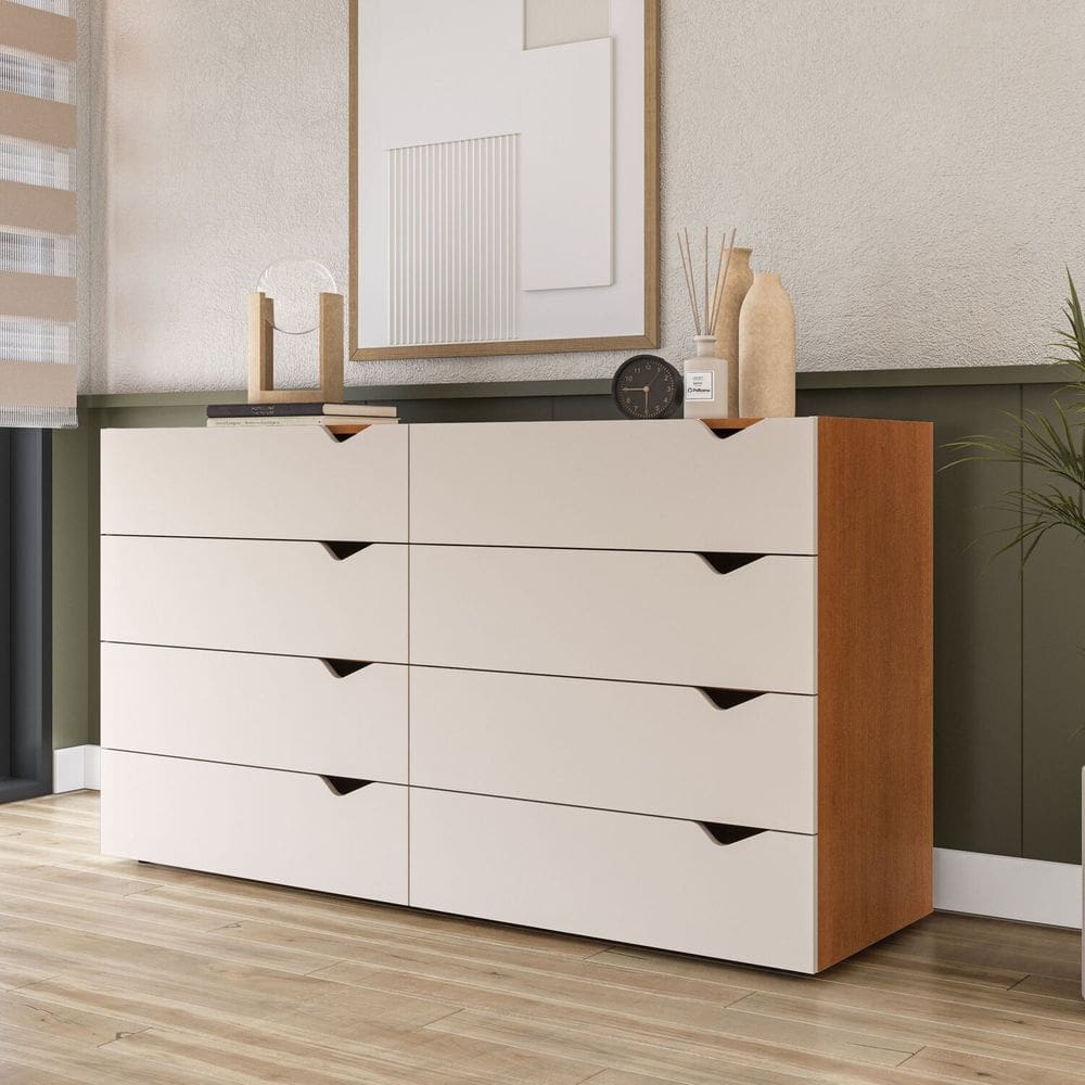Cômoda 8 Gavetas 83,5x150,1x46 Cm Porto Freijo/Creme