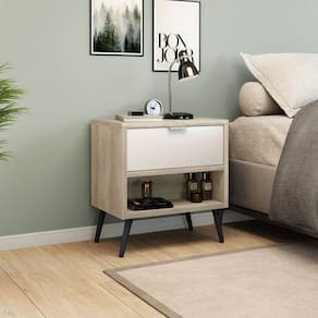 Mesa de Cabeceira 1 Gaveta 45cm X 60cm Barrique/Branco