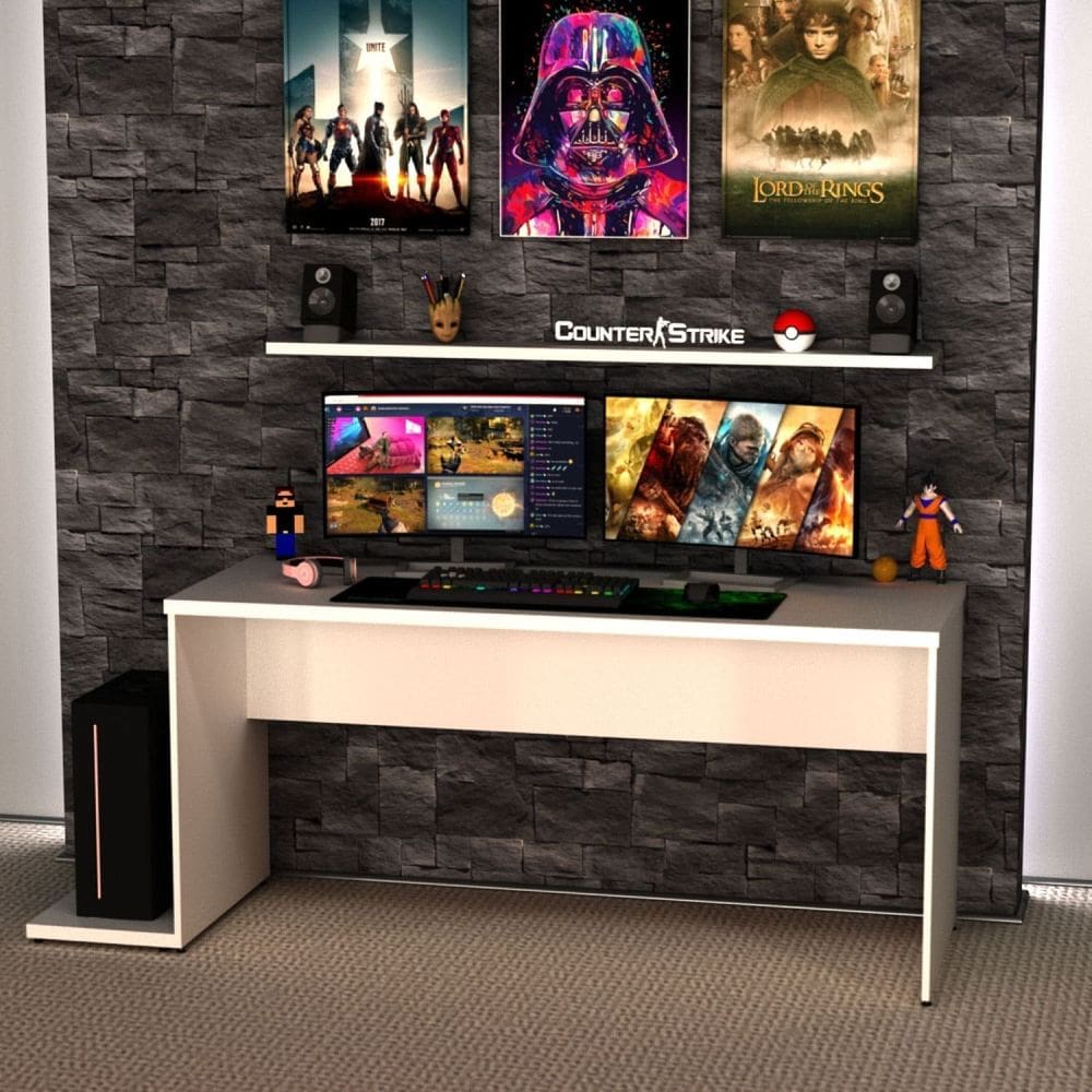 Mesa para Computador Gamer 160x60 Cm Branco
