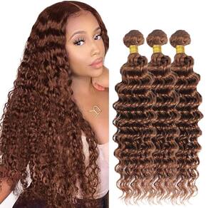 #30 Brown Bundles Human Wave Deep Wave 24cm 26cm 28cm 150g