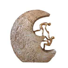 Escultura Decorativa Homens Escalando em Resina Dourada 20cm 15549-PL