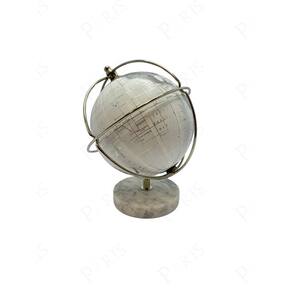 Globo Terrestre Decorativo em Metal e Mámore Prata 18cm 15551-PL