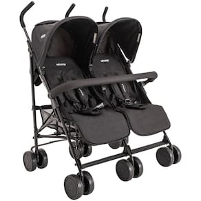 Carrinho de Bebê Kiddo p/ Gêmeos Youme II Preto Guarda Chuva