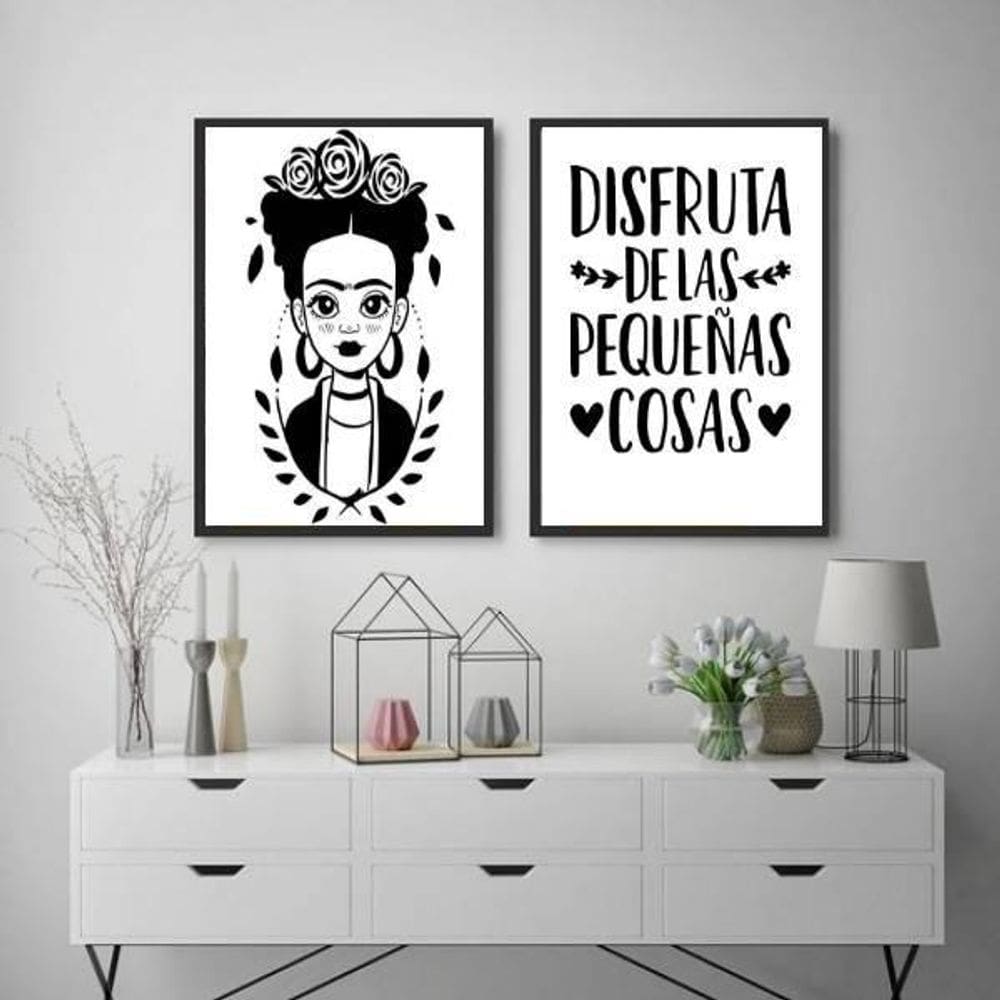 Kit 2 Quadros 45x34cm - Pequenas Coisas - Preta