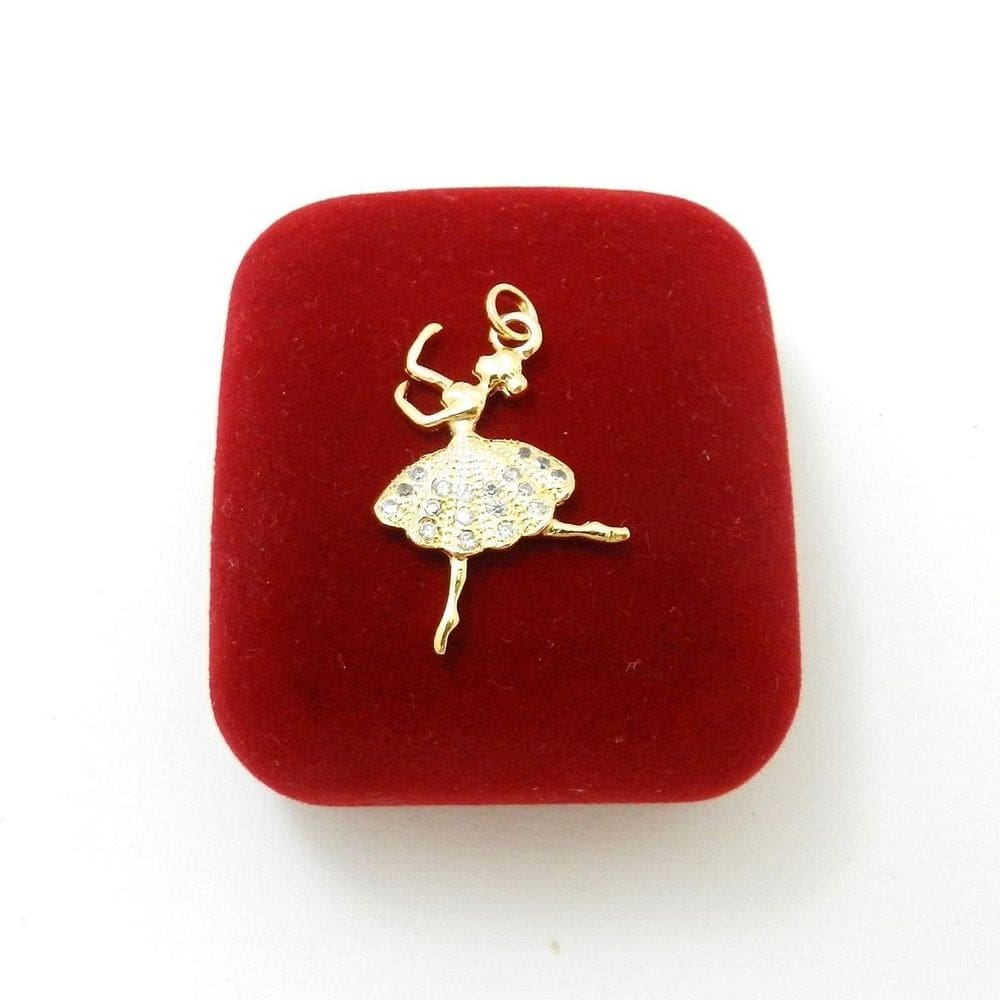 Pingente Bailarina Cravejada Strás Folheado Ouro Pi229