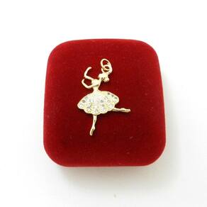 Pingente Bailarina Cravejada Strás Folheado Ouro Pi229