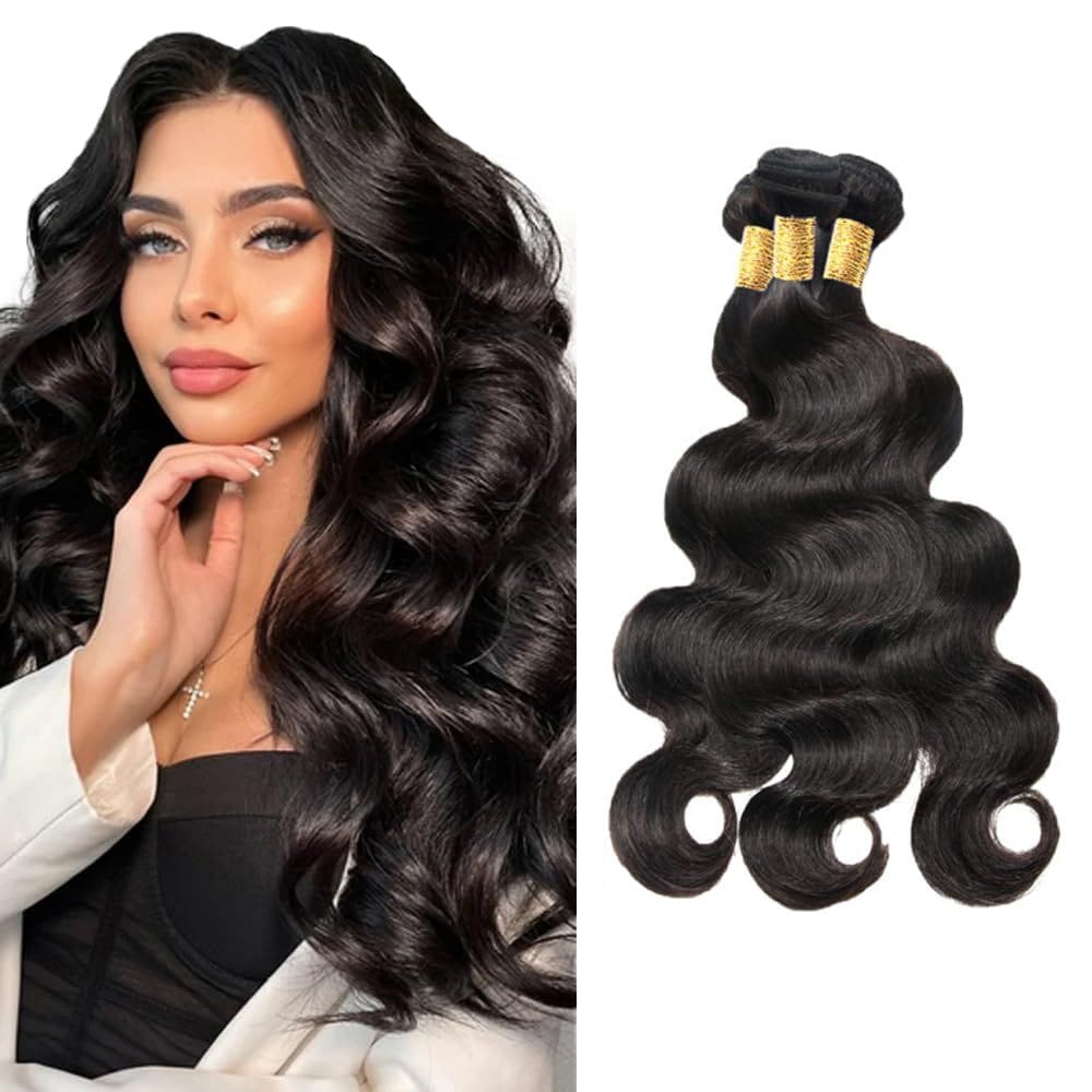 Pacotes de cabelo WuvusNM Body Wave 3 Pacotes 56-66 cm, preto natural