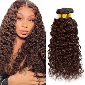 Pacotes de cabelo WuvusNM Water Wave Brown 50 55 60 cm 3 pacotes