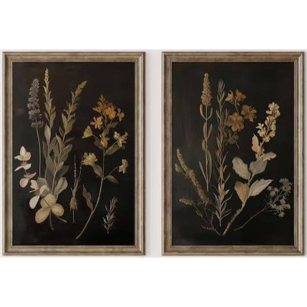 Decoração de arte de parede Tanmart Vintage Floral Canvas 60x90cm Conjunto de 2