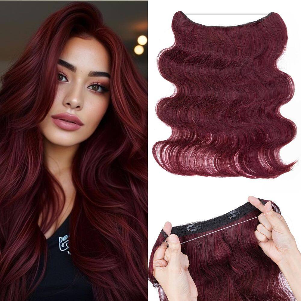 Extensões de cabelo Halo Rich Choices Wave 30cm #99J Burgundy