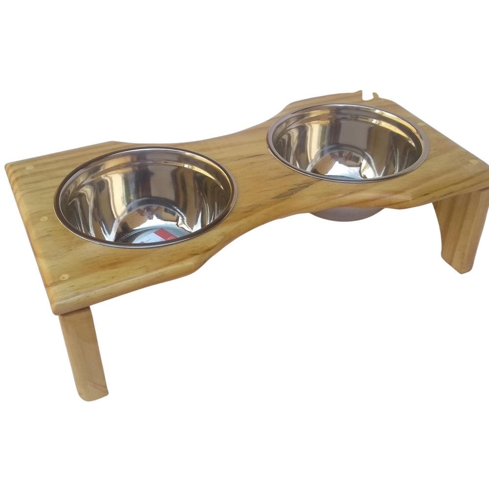 Comedouro/Bebedouro Duplo Em Madeira De Reflorestamento