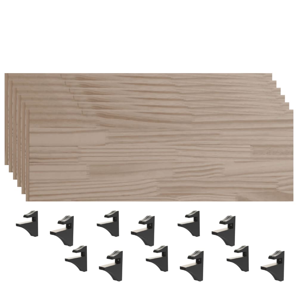 Kit Prateleira MDP 90X30cm Aveiro + Suporte Preto em ABS Brasforma - 6 Unidades