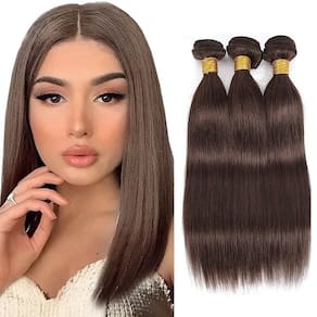 Pacotes de cabelo WuvusNM Dark Brown Straight Brazilian Remy x3 35-45cm
