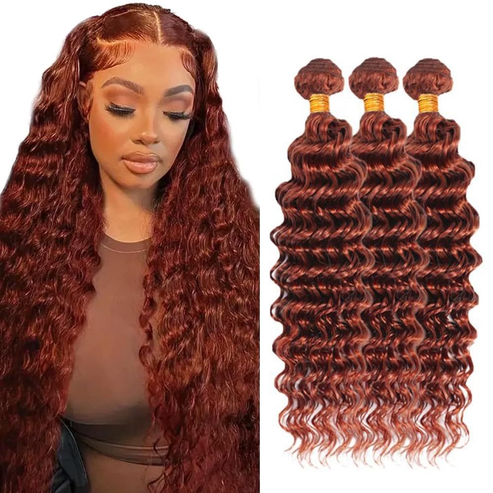 Pacotes de cabelo DiexR-Lamx Copper Red Deep Wave 8A 16 18 20in