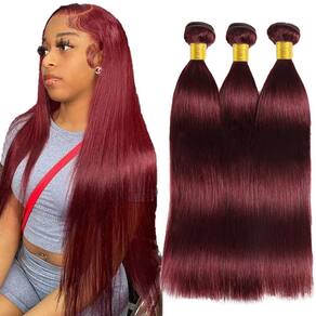 Pacotes de cabelo Vinmdonm 99J Burgundy Straight 40cm 3 pacotes