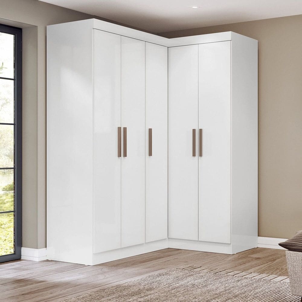 Guarda-roupa Modulado de Canto 5 Portas Paris Branco
