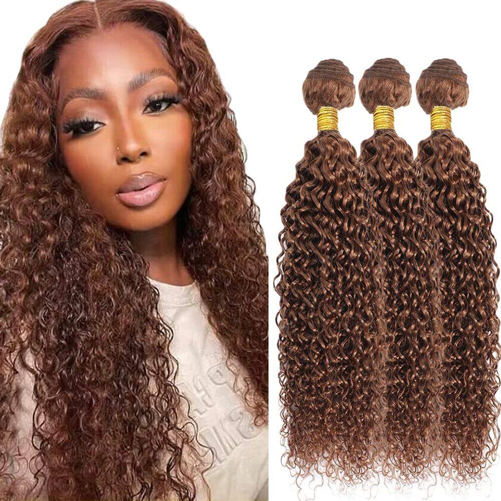 Pacotes de cabelo DiexRlamx Color #30 Castanho claro encaracolado 16 cm