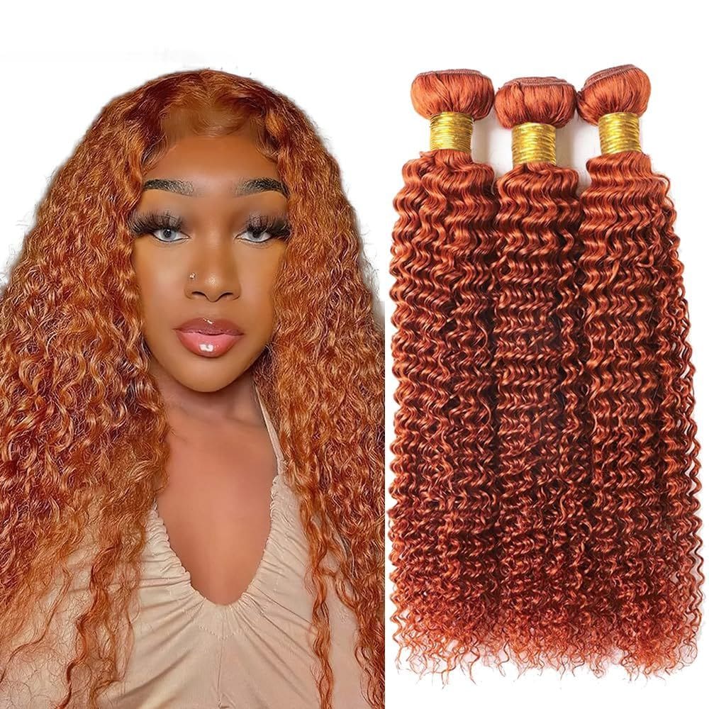 Pacotes de cabelo Yuksoocosh Color 350 Ginger Orange Curly 40-50cm