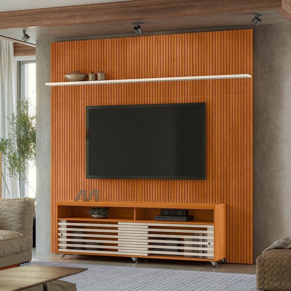 Rack com Painel para Tv até 75 Polegadas New Prestige Cinamomo/Off White