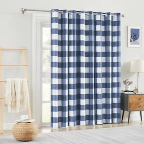 Cortinas Melodieux Buffalo Check Plaid 100x240cm azuis 1 painel