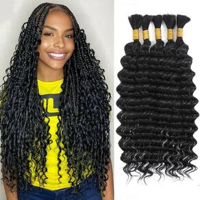 Braiding Hair OKAABAY Deep Wave 20cm 5 pacotes 150g #1B