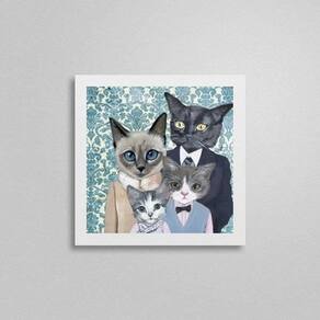Quadro Quadrado Família De Gatinhos 20X20Cm