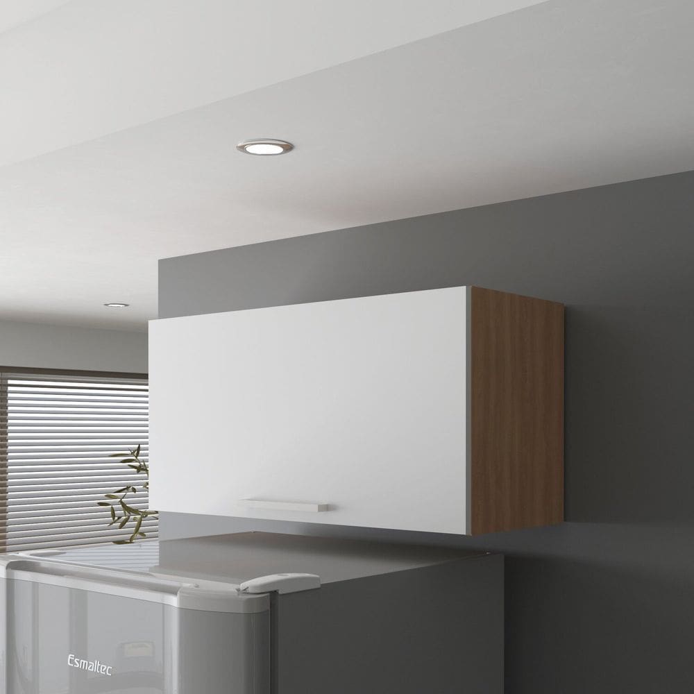 Armário Aéreo 80cm com 1 Porta Basculante Freijó/Branco