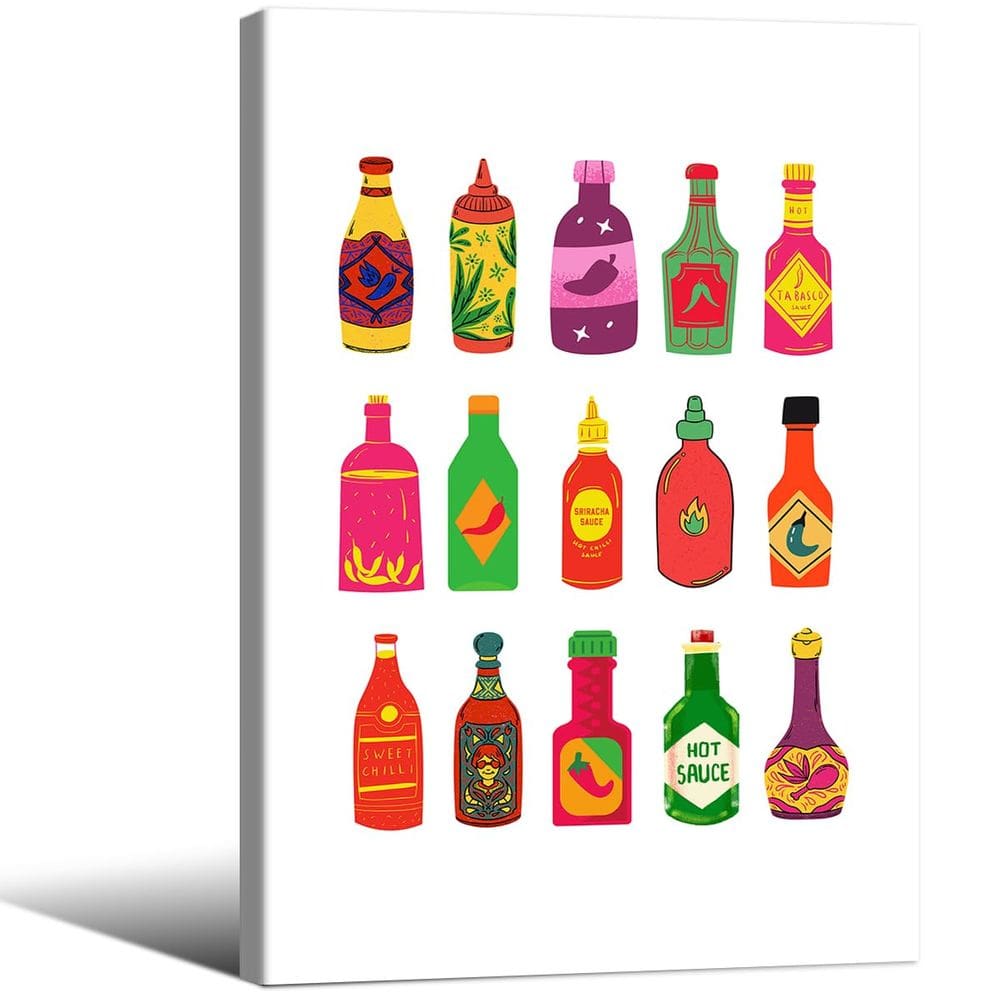 Pôster de arte de parede Hot Sauce Kitchen 40x60cm Impressão em tela