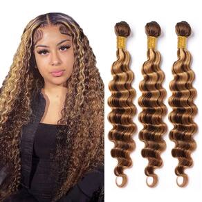 Pacotes de cabelo QEUOPE Ombre Deep Wave P4/27 Highlight 35-45cm