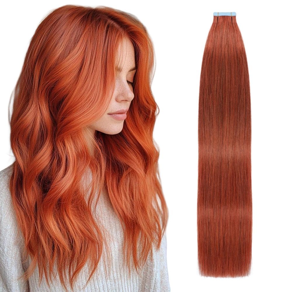Fita adesiva em extensões de cabelo Lveyan 50g 20cm Cobre Vermelho 20 unidades