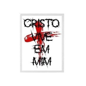 Quadro Frase Cristo Vive Em Mim Moldura Branca 24X18Cm