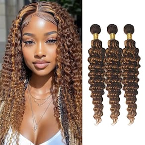 Pacotes de cabelo Biliisyff Brown Highlight P4/30 Deep Wave 30cm