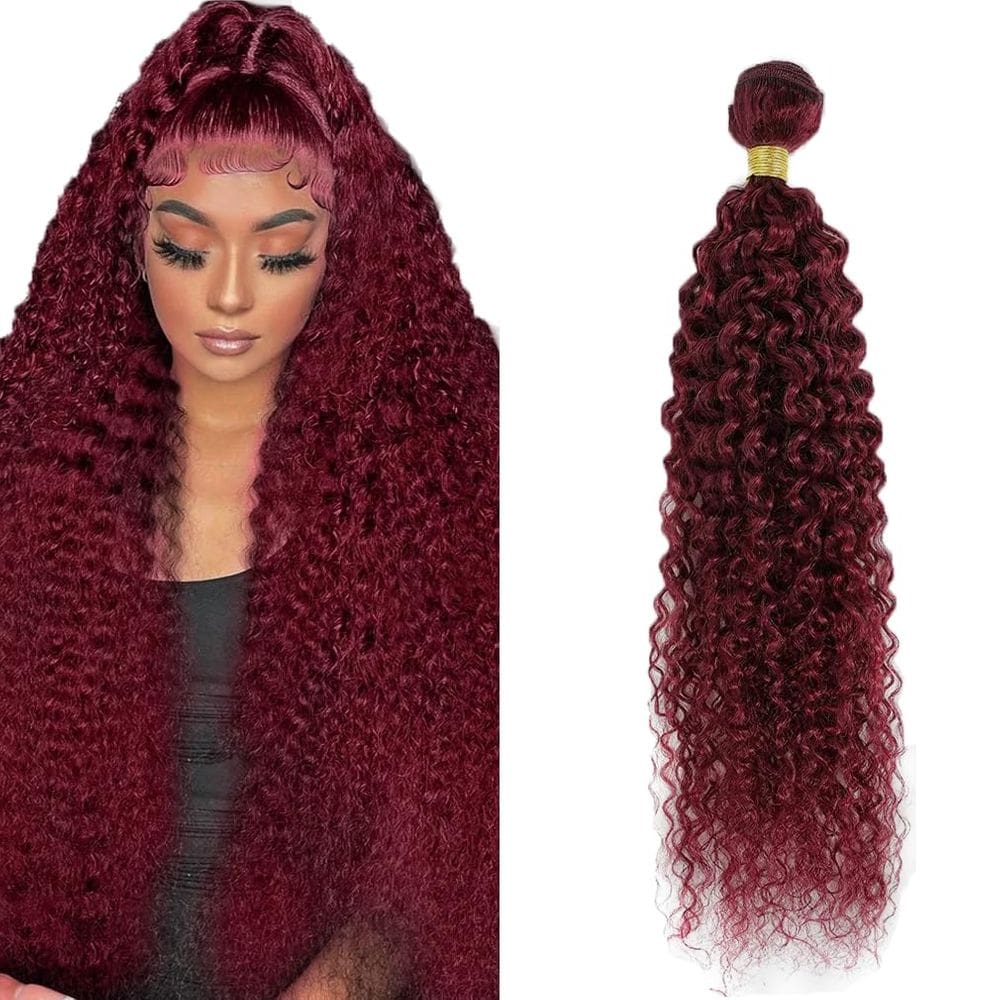 Pacotes de cabelo Vinmdonm 99J Burgundy Kinky Curly 34cm