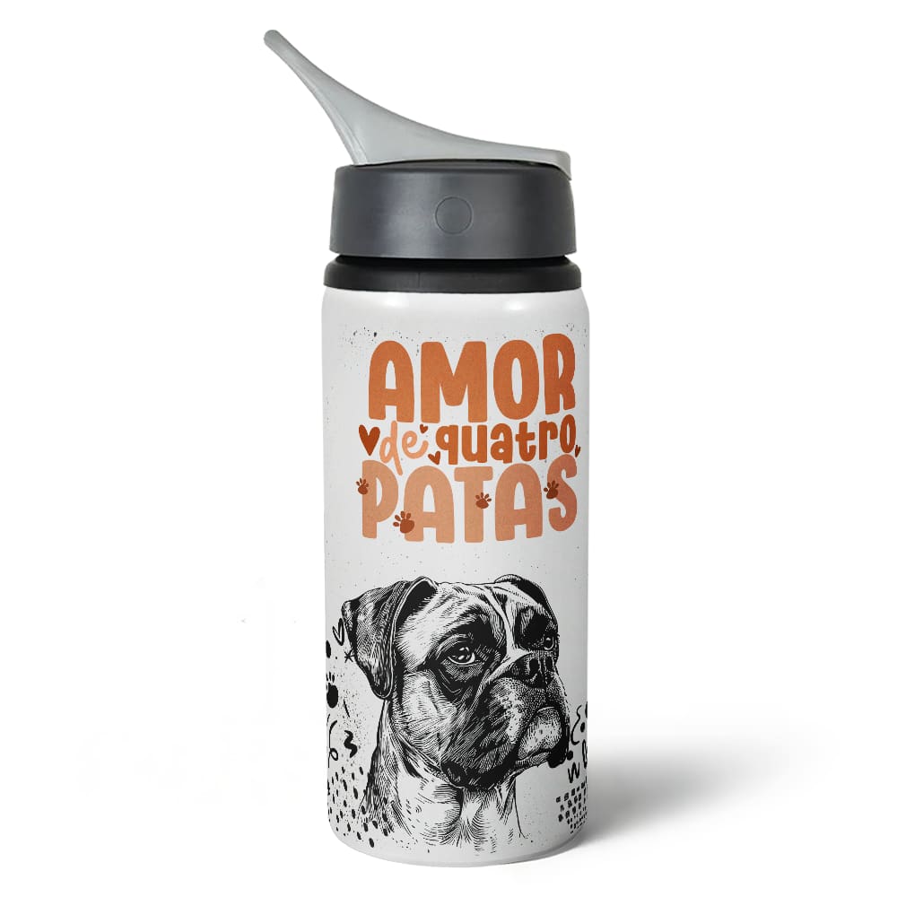 Garrafa Squeeze NK - Amor de quatro patas - cachorro boxer