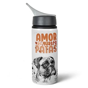 Garrafa Squeeze NK - Amor de quatro patas - cachorro boxer