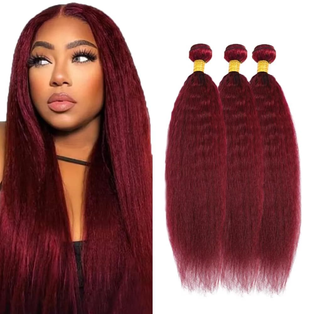 Pacotes de cabelo Vinmdonm 99J Wine Red Yaki Straight 300g