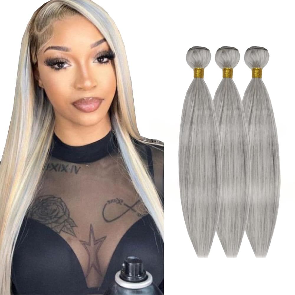 Pacotes de cabelo HuxoWax PGrey/613 Straight Brazilian Virgin Remy